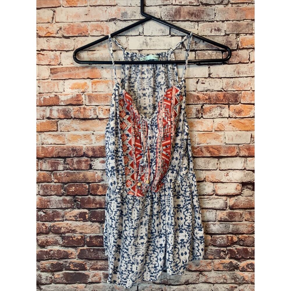 blue peach maurices spaghetti strap top cinched waist womens size small